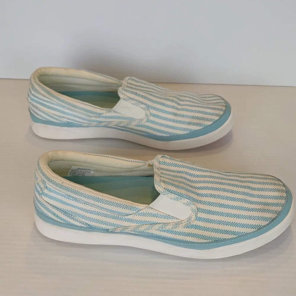 L.L. Bean Blue White Striped Canvas Slip-On